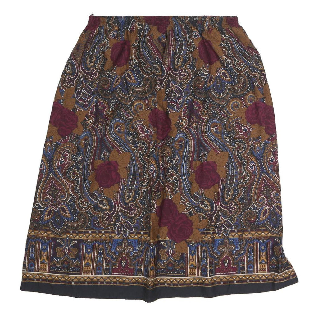 GAPE COD Womens Brown Burgundy Floral Paisley Print Midi Skirt Polyester M