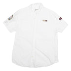 NAPAPIJRI Mens White Short Sleeve Shirt M Cotton Blend Casual Button Front