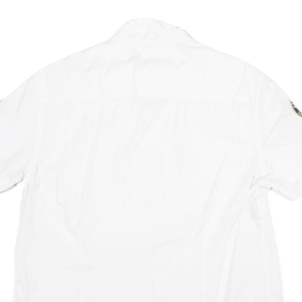 NAPAPIJRI Mens White Short Sleeve Shirt M Cotton Blend Casual Button Front