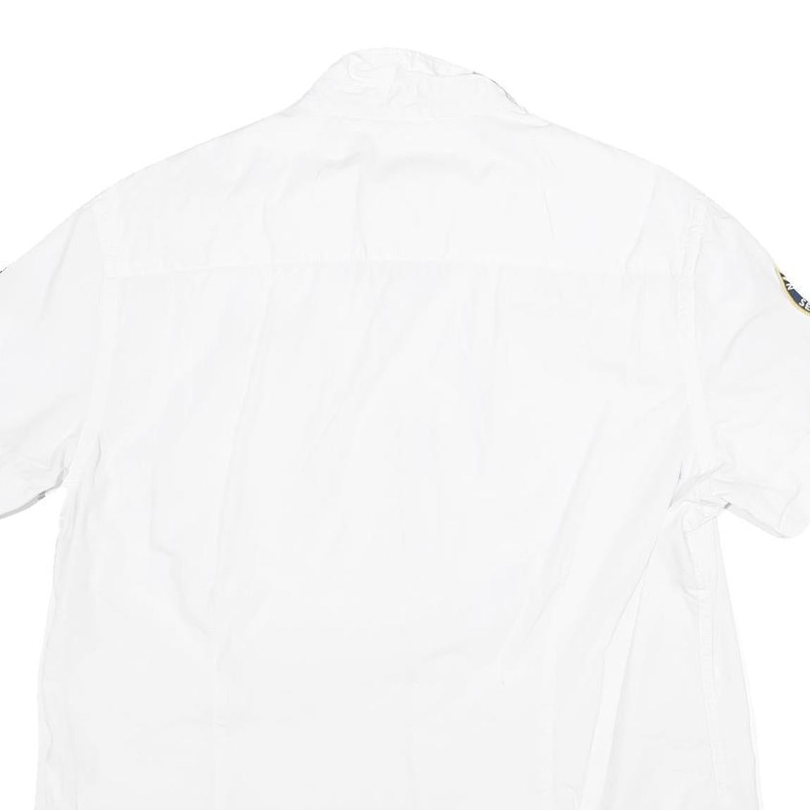 NAPAPIJRI Mens White Short Sleeve Shirt M Cotton Blend Casual Button Front