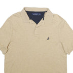 NAUTICA Mens Beige Short Sleeve Plain L Polo Shirt Cotton Classic Fit Casual