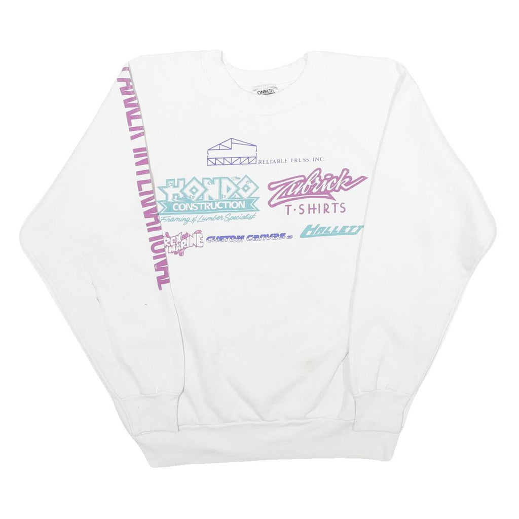 ONEITA Mens White Parker International Water Ski Race Crew Neck L Vintage
