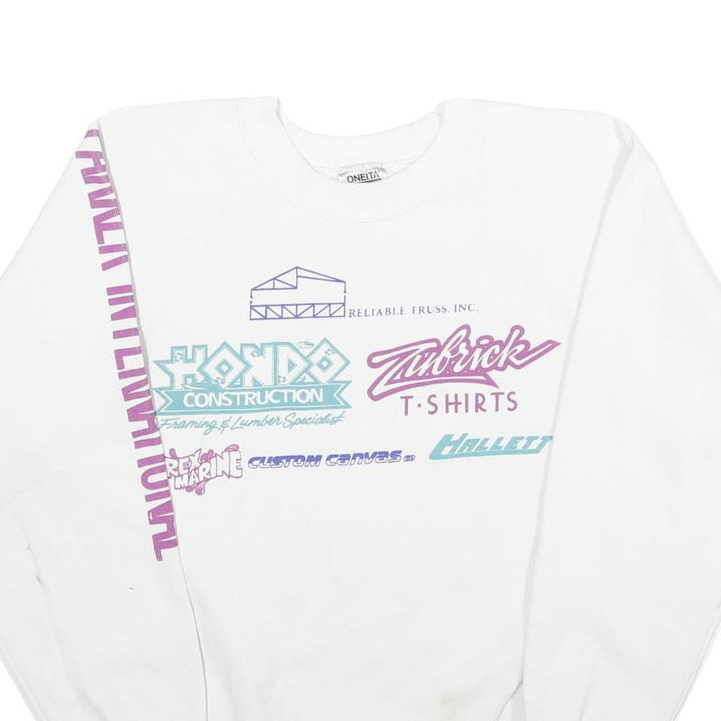 ONEITA Mens White Parker International Water Ski Race Crew Neck L Vintage