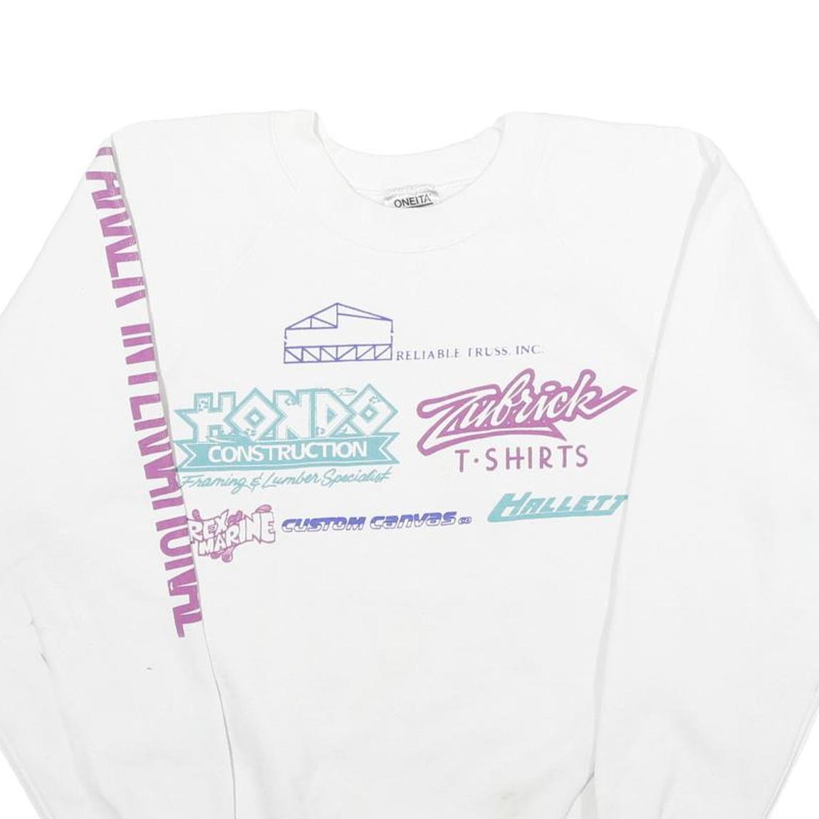 ONEITA Mens White Parker International Water Ski Race Crew Neck L Vintage