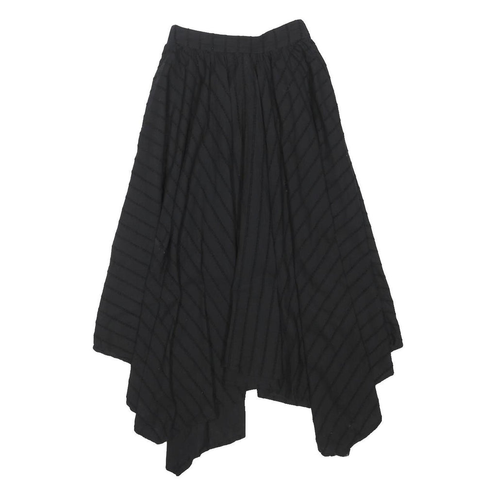 DISTURBIA Womens Black Striped Skater Midi Cotton Blend Skirt UK 6 Gothic