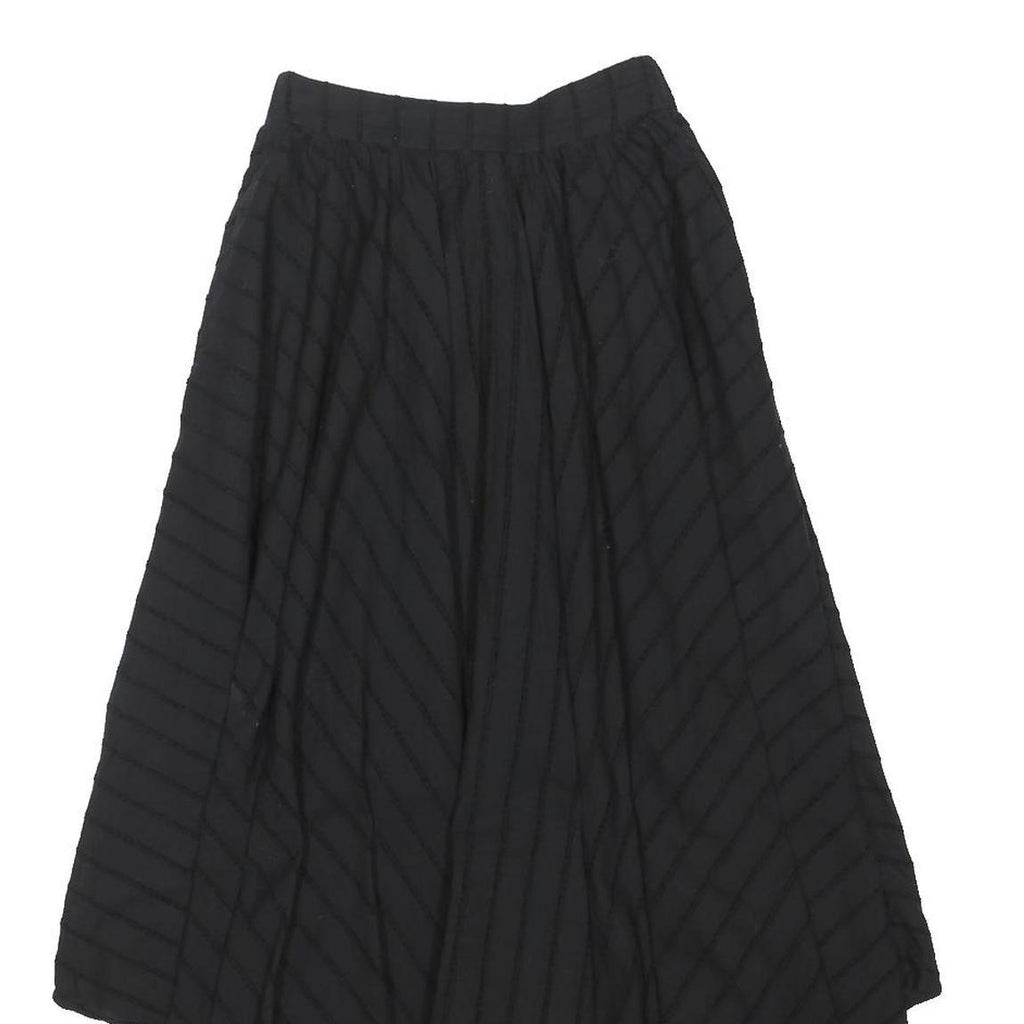 DISTURBIA Womens Black Striped Skater Midi Cotton Blend Skirt UK 6 Gothic