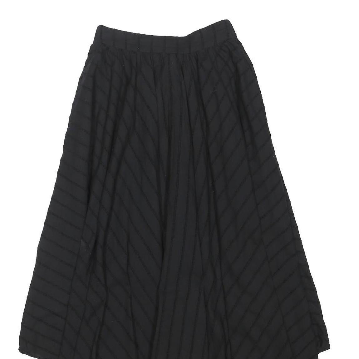 DISTURBIA Womens Black Striped Skater Midi Cotton Blend Skirt UK 6 Gothic