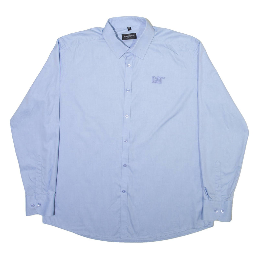 RUSSELL COLLECTION Cat Mens Plain Shirt Blue Long Sleeve M