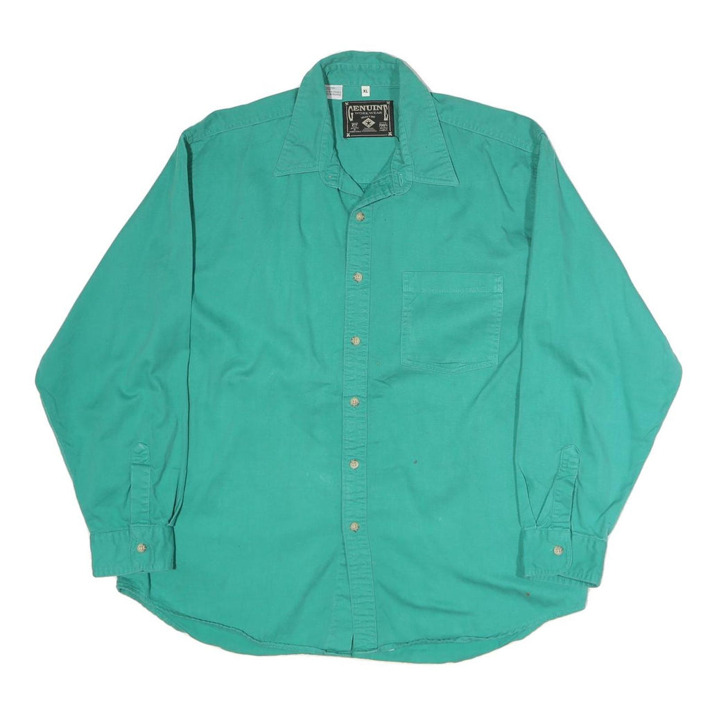 GENUINE Womens Green Shirt XL Cotton Long Sleeve Button Closure Casual Workwear