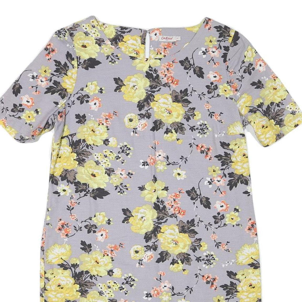 CATH KIDSTON Womens Grey Yellow Floral Day Dress Polyester Blend Short Sleeve UK