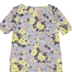 CATH KIDSTON Womens Grey Yellow Floral Day Dress Polyester Blend Short Sleeve UK