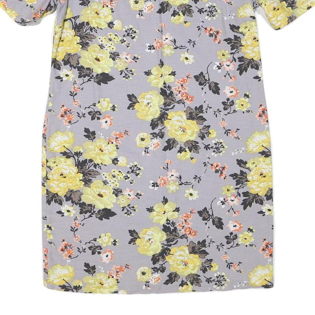 CATH KIDSTON Womens Grey Yellow Floral Day Dress Polyester Blend Short Sleeve UK