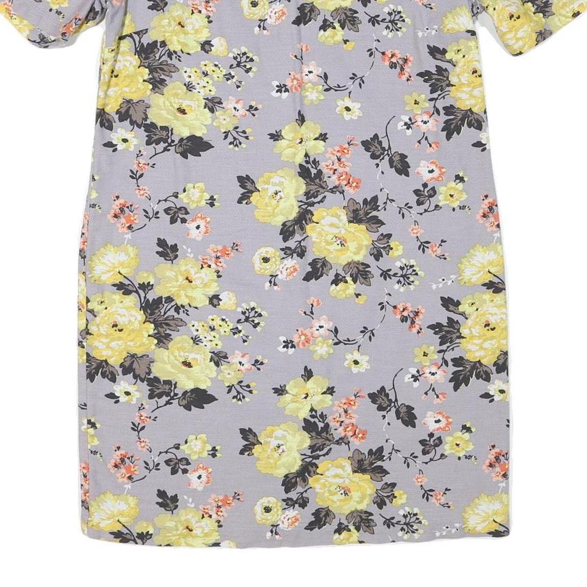 CATH KIDSTON Womens Grey Yellow Floral Day Dress Polyester Blend Short Sleeve UK