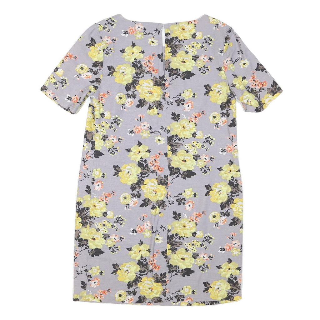 CATH KIDSTON Womens Grey Yellow Floral Day Dress Polyester Blend Short Sleeve UK