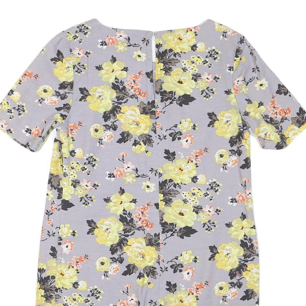 CATH KIDSTON Womens Grey Yellow Floral Day Dress Polyester Blend Short Sleeve UK