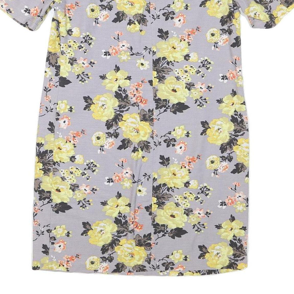 CATH KIDSTON Womens Grey Yellow Floral Day Dress Polyester Blend Short Sleeve UK