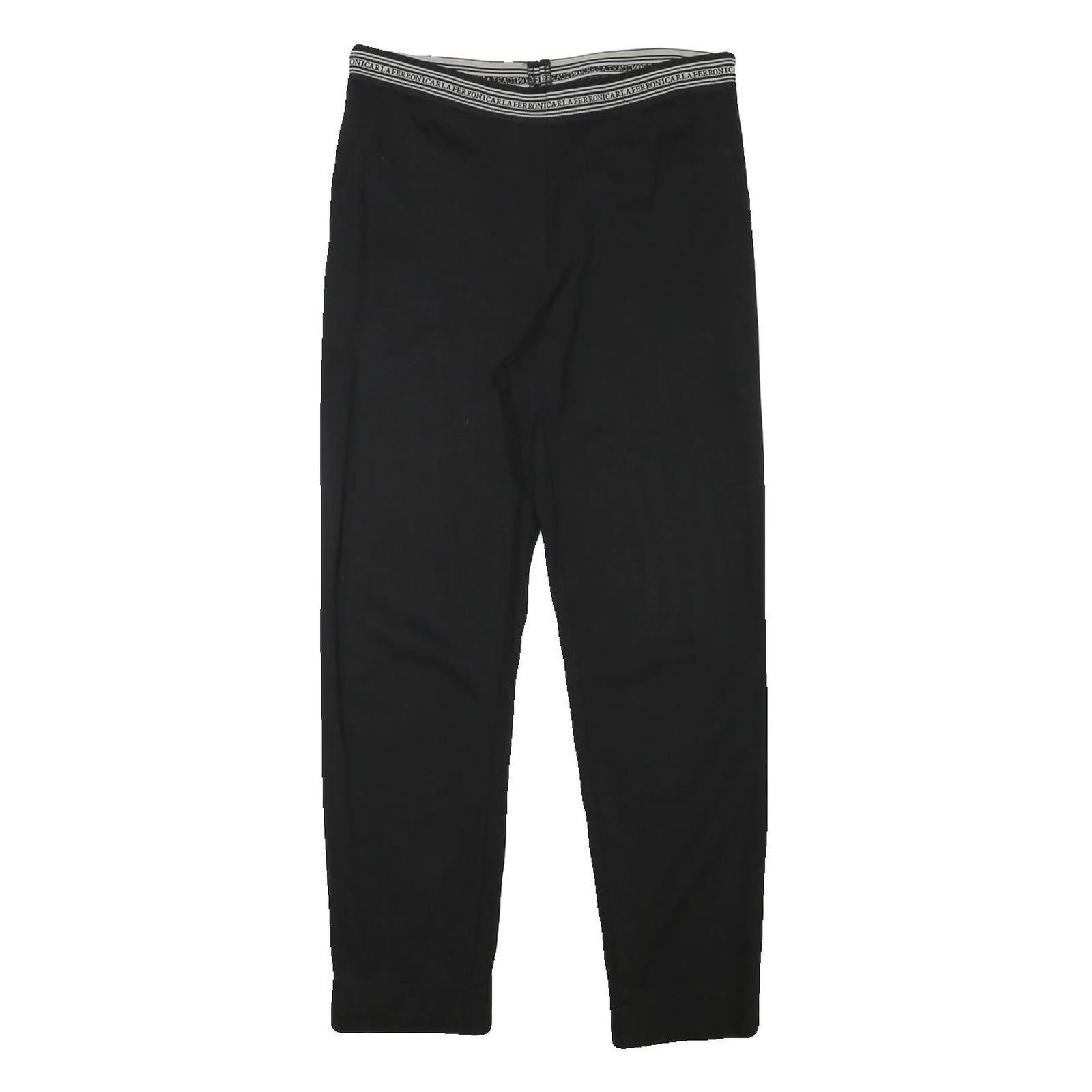 CARLA FERRONI Womens Polyester Blend Black Slim Tapered Trousers W28 L25 Stylish