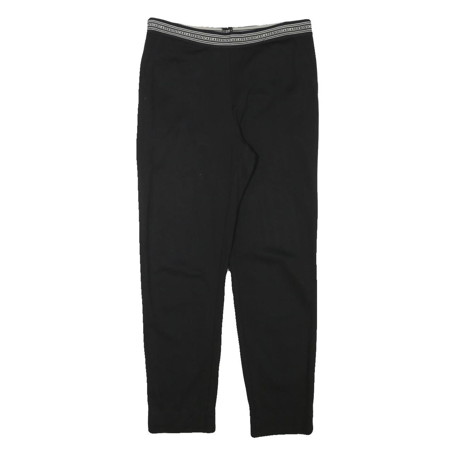 CARLA FERRONI Womens Polyester Blend Black Slim Tapered Trousers W28 L25 Stylish