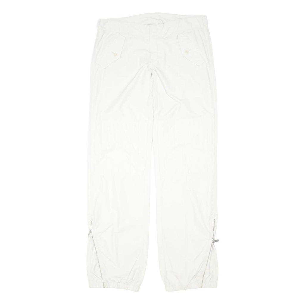 DIESEL Womens Cotton Blend White Regular Fit Straight Leg Trousers W34 L35