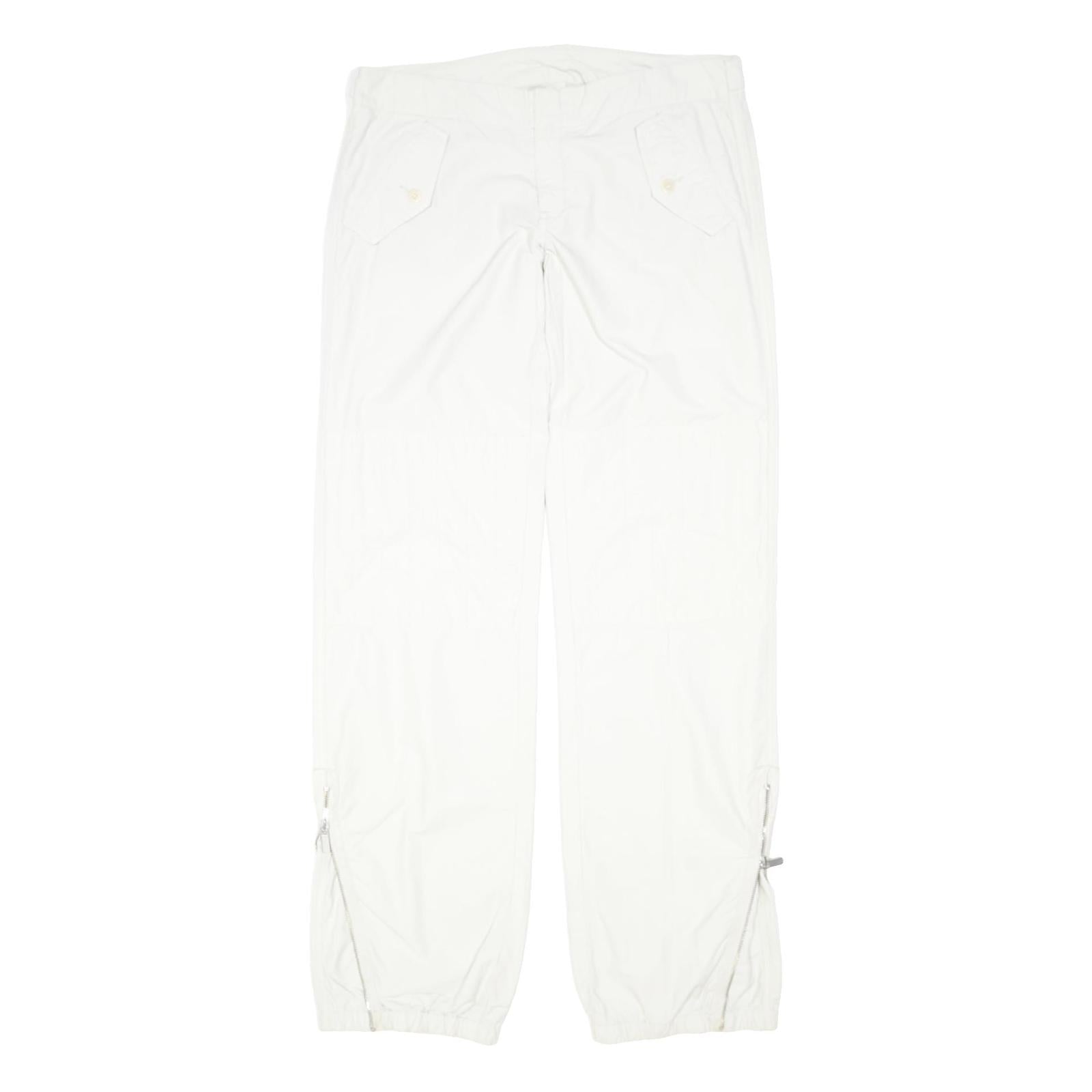 DIESEL Womens Cotton Blend White Regular Fit Straight Leg Trousers W34 L35