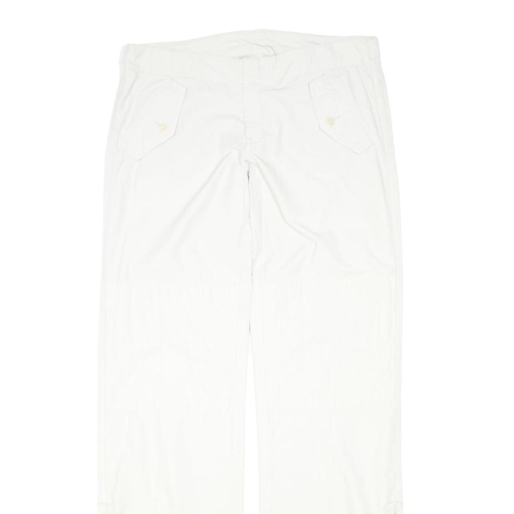 DIESEL Womens Cotton Blend White Regular Fit Straight Leg Trousers W34 L35