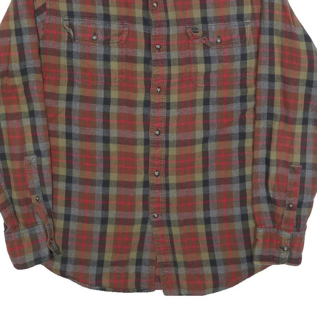 TIMBERLAND Mens Green & Red Check Shirt M Casual Long Sleeve Cotton Blend
