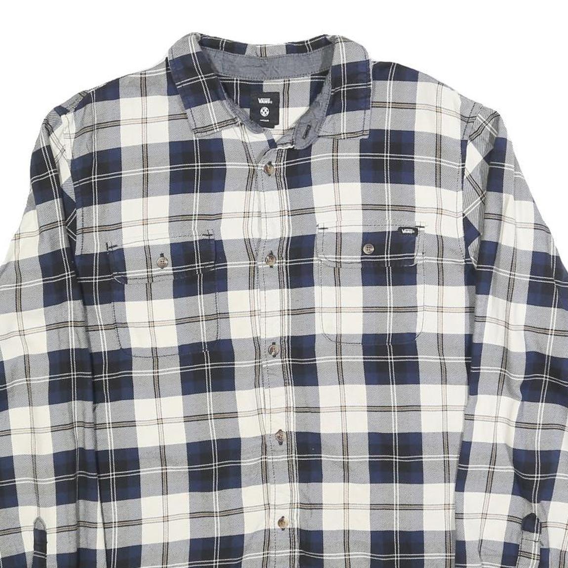 VANS Mens Blue & White Checked Shirt M Cotton Blend Long Sleeve Casual