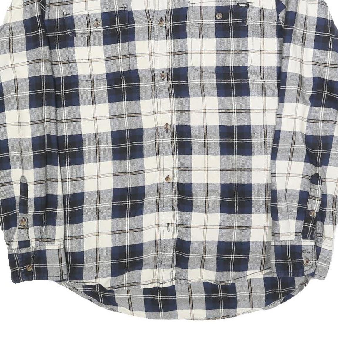 VANS Mens Blue & White Checked Shirt M Cotton Blend Long Sleeve Casual