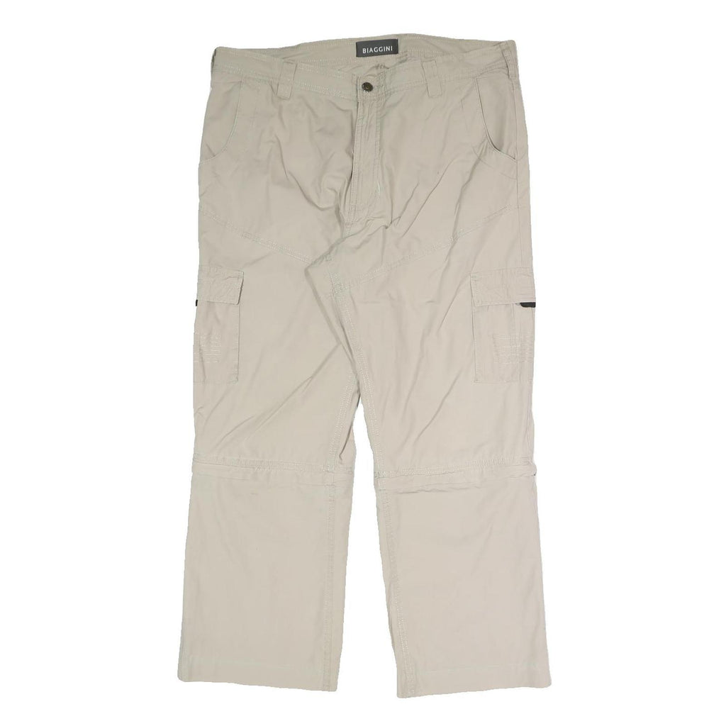 BIAGGINI Mens Relaxed Beige Cargo Trousers W38 L28 Zip Polyester Blend