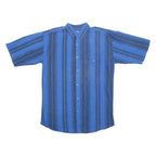 BLAZER Mens Shirt Blue 90s Striped L