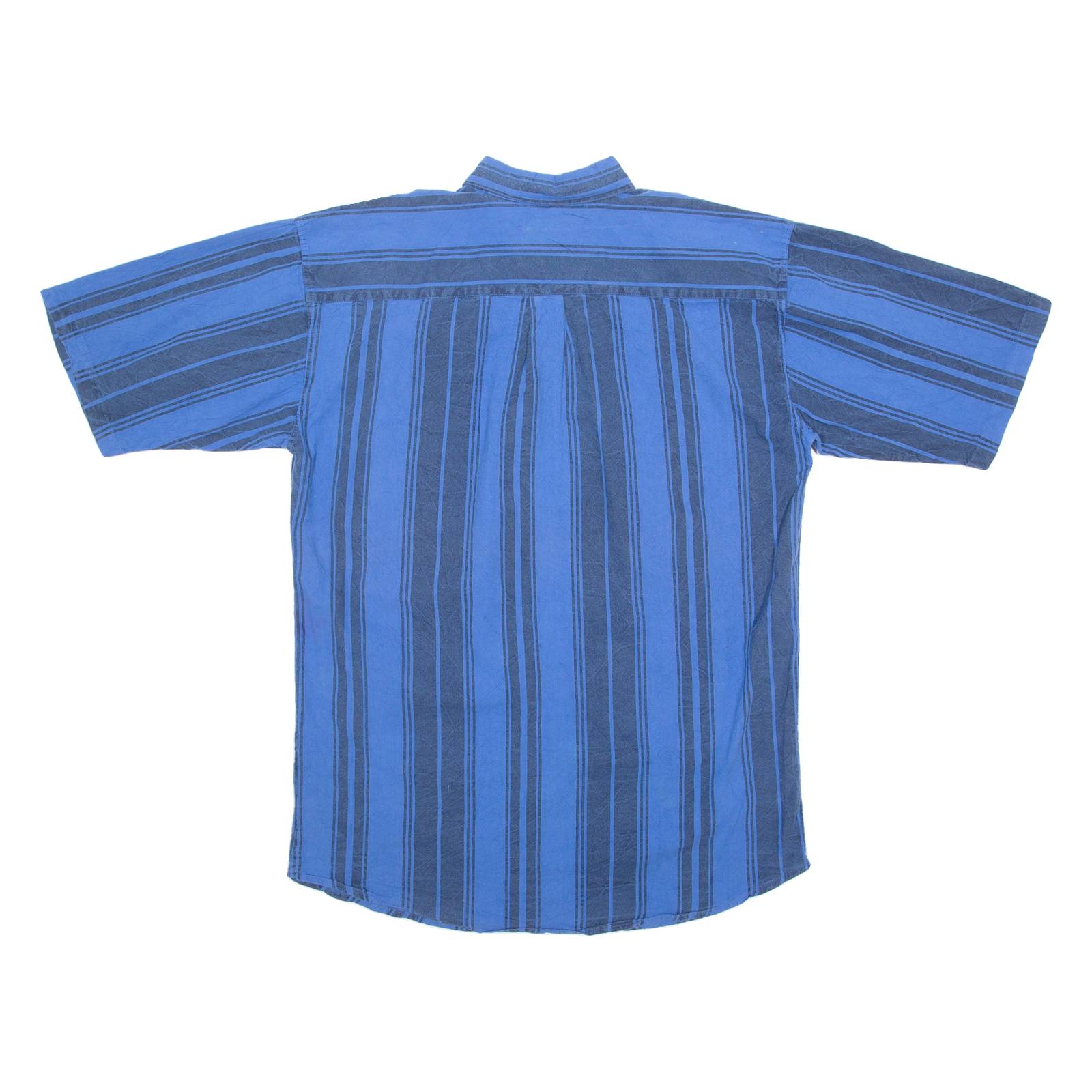 BLAZER Mens Shirt Blue 90s Striped L