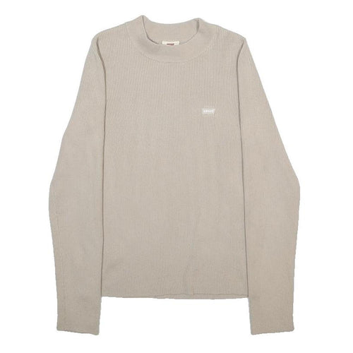 LEVI'S Womens Beige Plain Jumper Crew Neck Basic Knit S Acrylic Blend Stylish