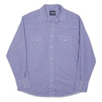 WRANGLER Mens Blue & Purple Checked Shirt L Western Button-Up Long Sleeve Casual