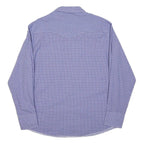 WRANGLER Mens Blue & Purple Checked Shirt L Western Button-Up Long Sleeve Casual