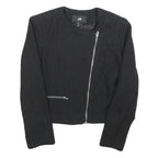 H&M Womens Black Zip Jacket XS Polyester Blend Plain Lightweight Elegant