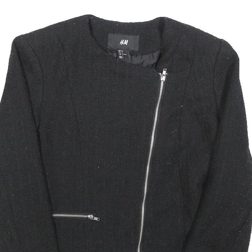H&M Womens Black Zip Jacket XS Polyester Blend Plain Lightweight Elegant