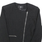 H&M Womens Black Zip Jacket XS Polyester Blend Plain Lightweight Elegant