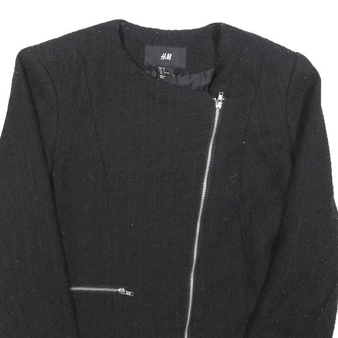 H&M Womens Black Zip Jacket XS Polyester Blend Plain Lightweight Elegant