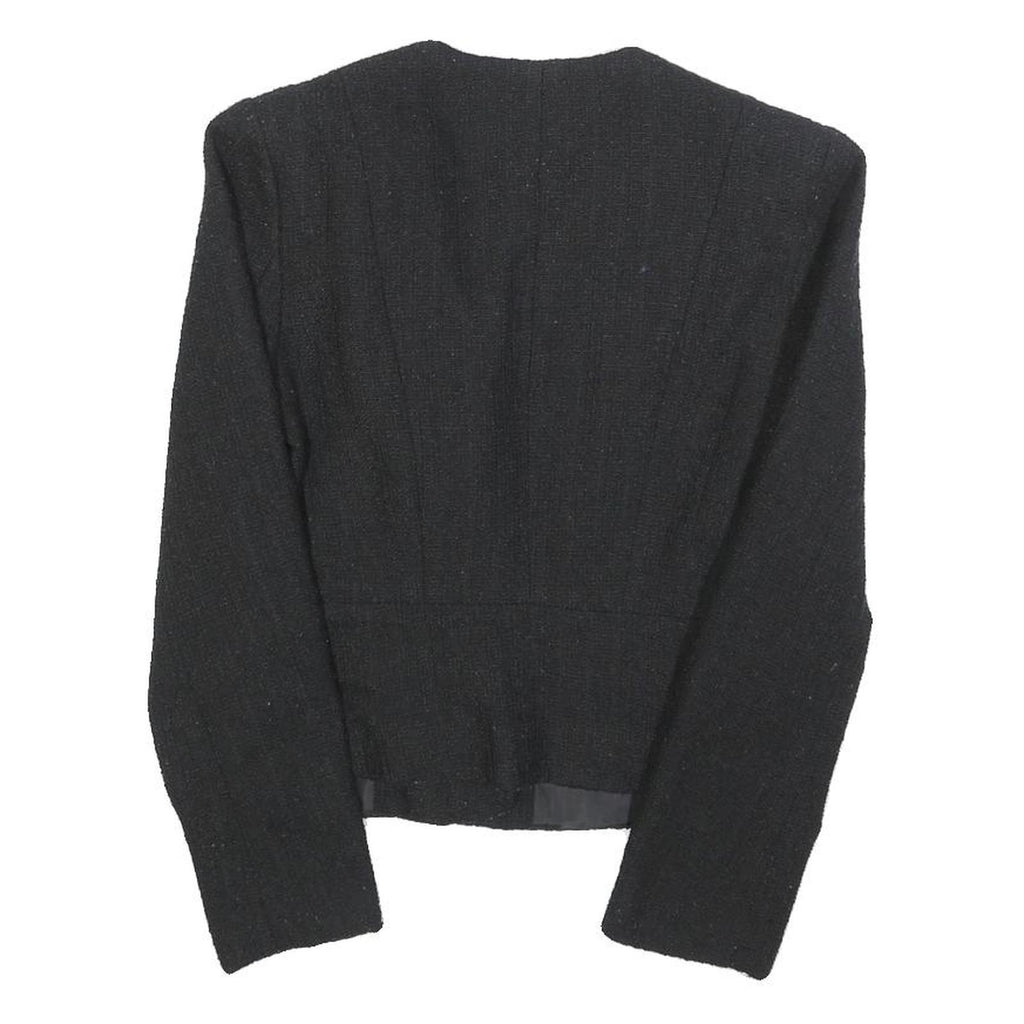 H&M Womens Black Zip Jacket XS Polyester Blend Plain Lightweight Elegant