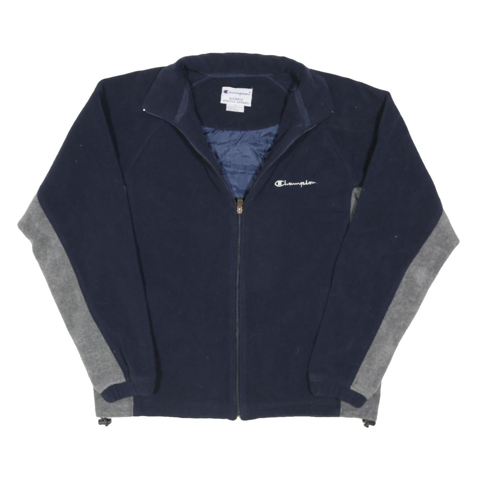 CHAMPION Mens Navy & Grey Zip Jacket M Polyester Blend Athletic Apparel