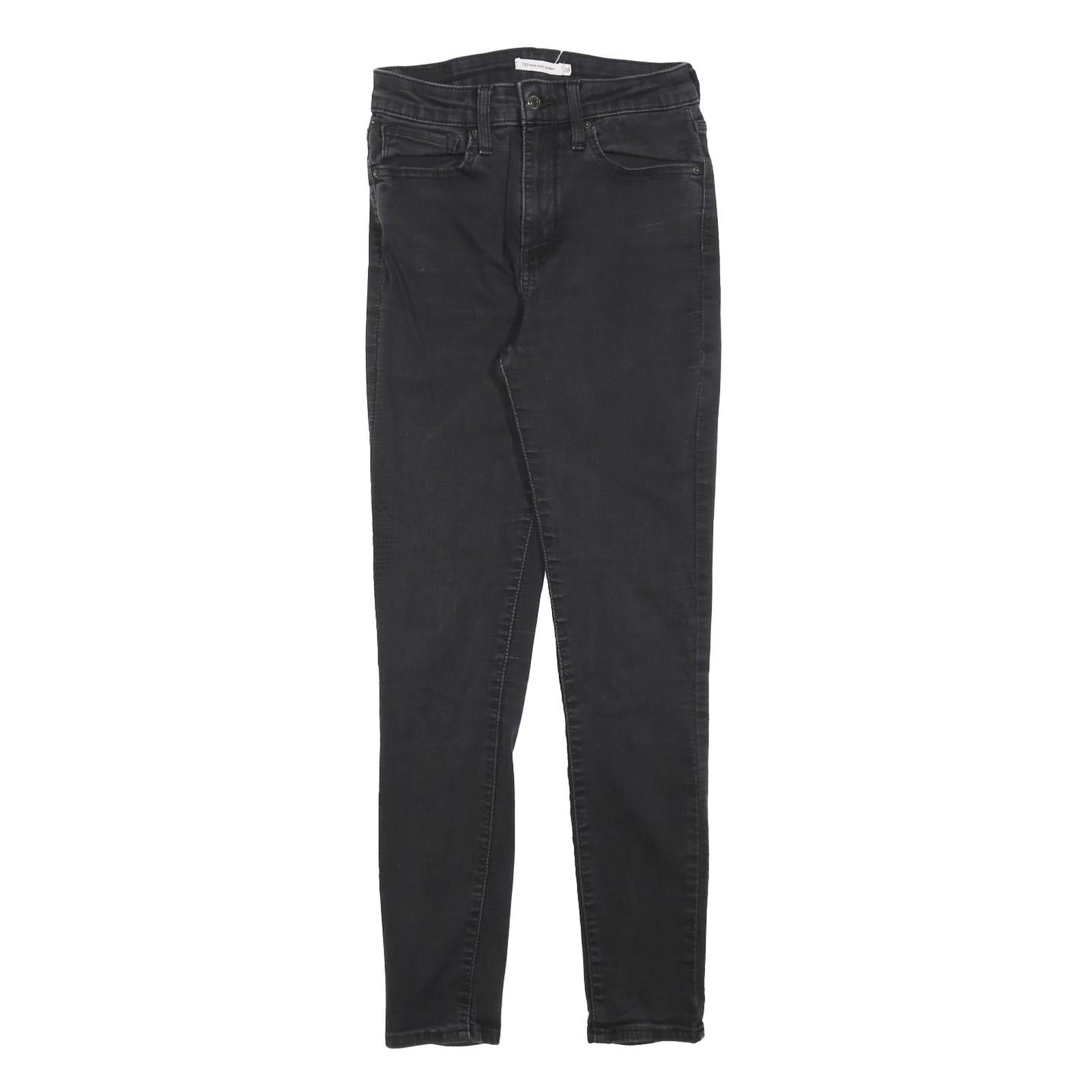 LEVI'S 721 Womens Jeans Black Slim Skinny Denim Dark W28 L30 Stylish Zip