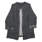 ZARA Womens Black Jacket S Cotton Blend Plain Leather Trim Smart Casual