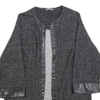 ZARA Womens Black Jacket S Cotton Blend Plain Leather Trim Smart Casual