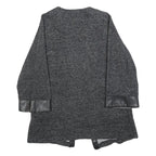 ZARA Womens Black Jacket S Cotton Blend Plain Leather Trim Smart Casual