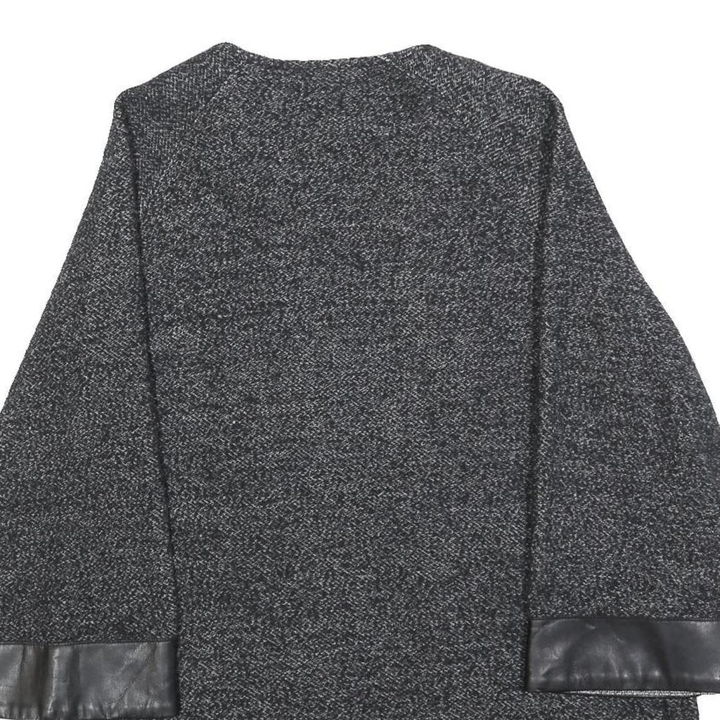 ZARA Womens Black Jacket S Cotton Blend Plain Leather Trim Smart Casual