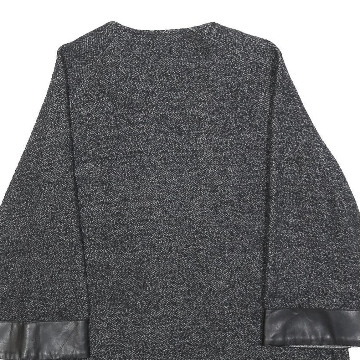 ZARA Womens Black Jacket S Cotton Blend Plain Leather Trim Smart Casual