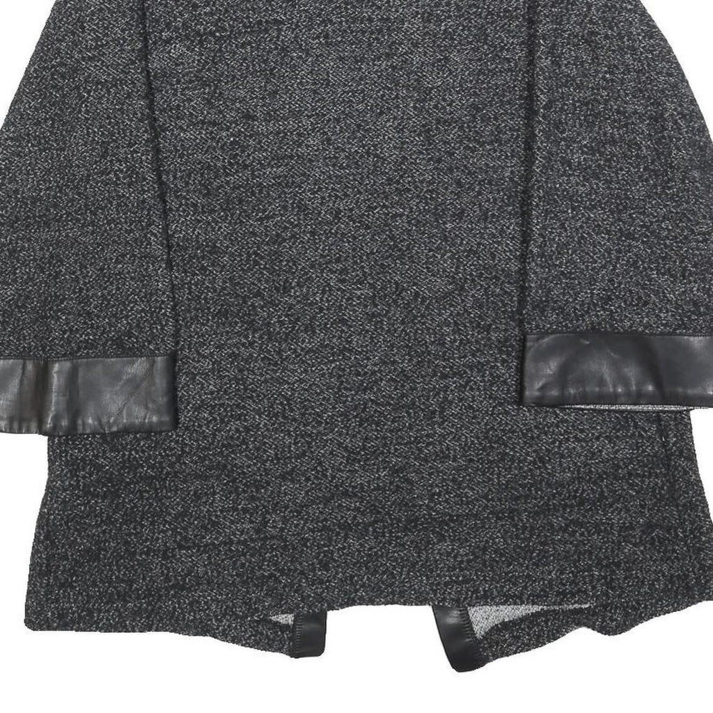 ZARA Womens Black Jacket S Cotton Blend Plain Leather Trim Smart Casual