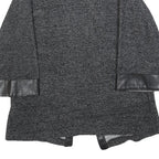 ZARA Womens Black Jacket S Cotton Blend Plain Leather Trim Smart Casual