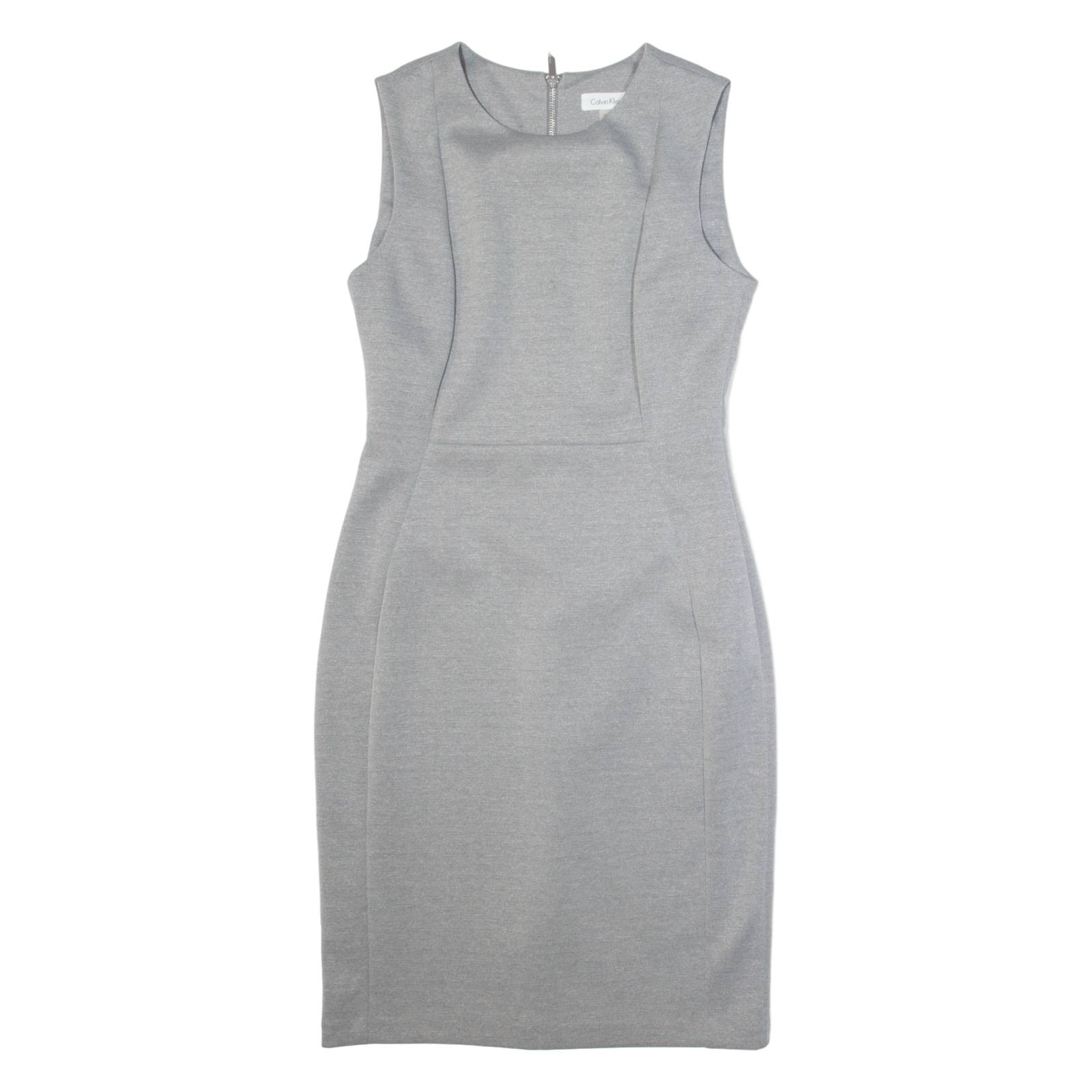 CALVIN KLEIN Womens Bodycon Dress Grey Sleeveless Midi S