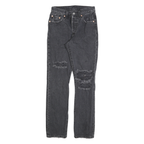 LEVI'S 501 Womens Jeans Black Regular Straight Denim Medium W24 L30 Distressed
